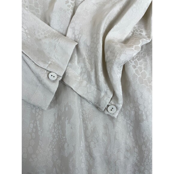 Rebecca Taylor 100% Silk Beige Long Sleeve Boho Bohemian Blouse with Tie - Picture 13 of 13